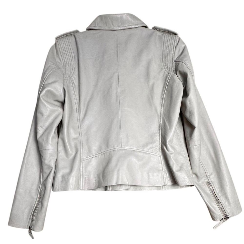 Bod & Christensen Beige Cream Soft Leather Biker Moto Bomber Jacket Sz XL Grunge - Picture 5 of 14